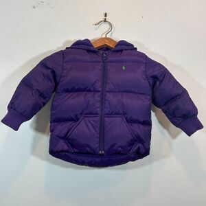 Ralph Lauren Kids Purple Down Puffer Hooded Jacket Size 4/4T Girls Boys